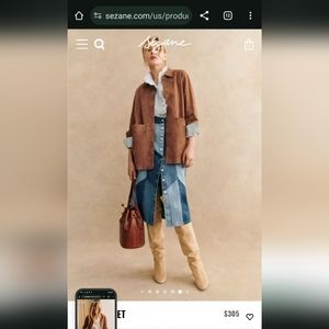 Sezane Will Jacket in Camel Suede XS